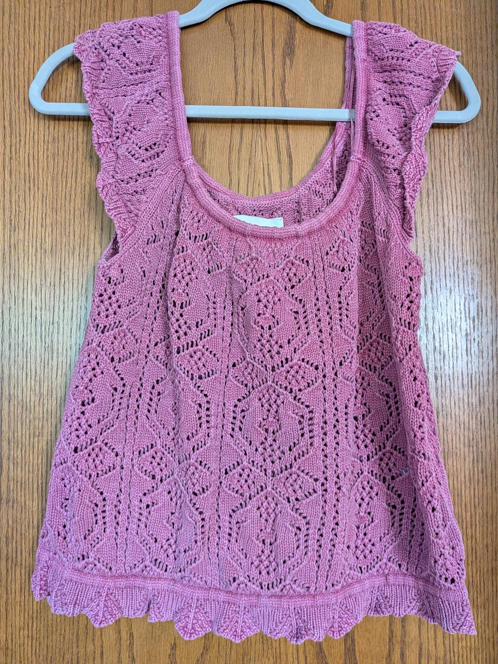 Crocheted Knit Sleeveless Top - Pink